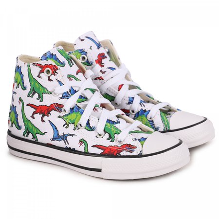 Converse Dino Print High Logo Sneakers in White - BAMBINIFASHION.COM