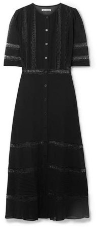 Surrey Lace-trimmed Georgette Midi Dress - Black