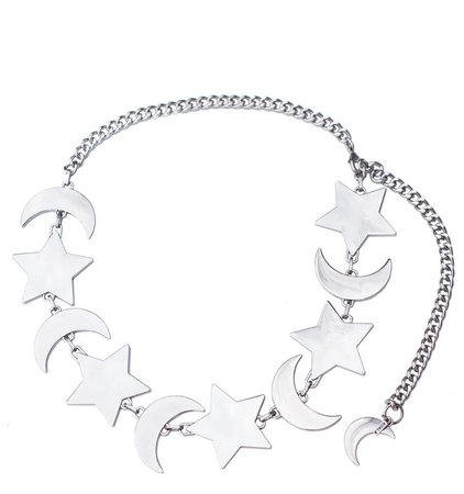 celestial star moon silver chain belt