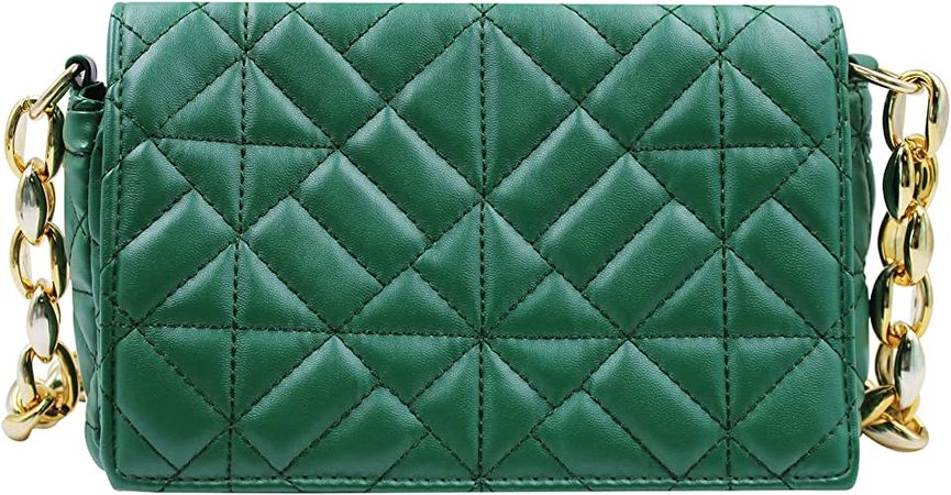 Quilted Purse for Women Chunky Chain Purse Shoulder and Handbags Messenger Bag Clutch Wallet Square Bag: Handbags: Amazon.com