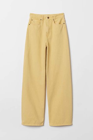 Wide High Waist Jeans - Yellow