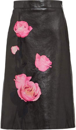 floral-print high-waisted skirt