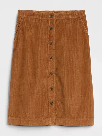 Button-Front Cord Midi Skirt | Gap