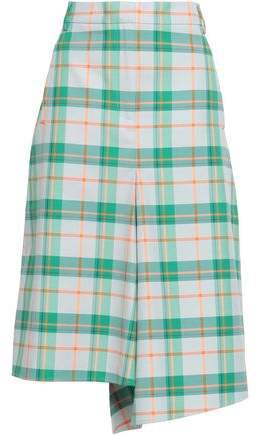Asymmetric Checked Twill Skirt