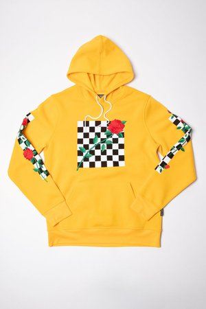 yellow rose checkered hoodie
