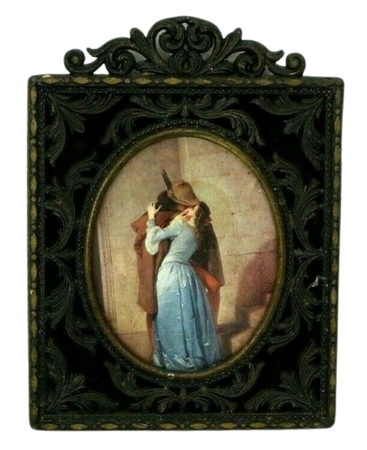 VINTAGE LOVERS WALL ART PRINT METAL FRAME MADE IN ITALY
