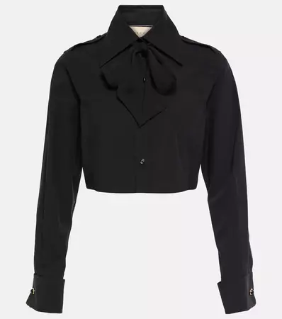 Cropped Cotton Poplin Shirt in Black - Gucci | Mytheresa