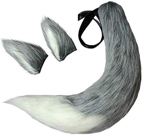 Amazon.com: Wolf Fox Tail and Clip Ears Kit for Children or Adult Halloween, Christmas, Fancy Party Costume Accessories Xmas Toys Gift (Grey White): Clothing