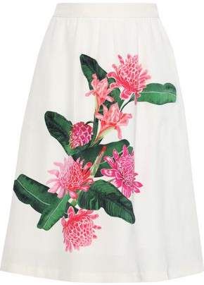Elisa Floral-print Silk Crepe De Chine Skirt