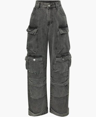 grey baggy cargo jeans pants