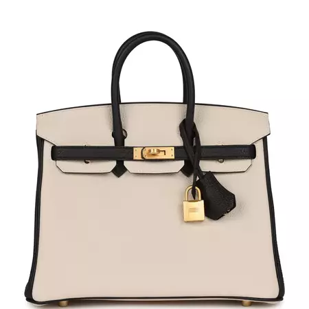 Hermes Special Order (HSS) Birkin 25 Craie and Black Togo Brushed Gold – Madison Avenue Couture