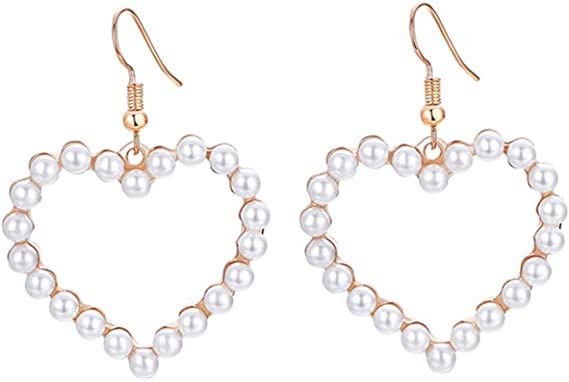 Amazon.com: coadipress Pearl Heart Hoop Earrings for Women Girls Imitation Pearl Love Heart Earrings Vintage Faux Seashell Teardrop Ladies Freshwater Cultured Love Gold Set Bridal Wedding Daily Outfit Fashion Jewelry (Gold): Clothing, Shoes & Jewelry