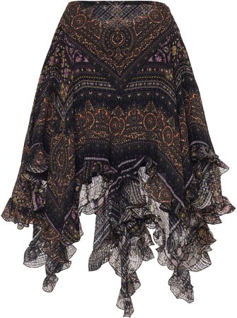 Etro Printed Silk Gauze Skirt Size: 38