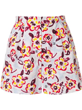 Chanel Pre-Owned Floral Logo Shorts - Farfetch