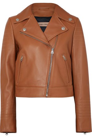 GUCCI Oversized lace-up painted leather biker jacket