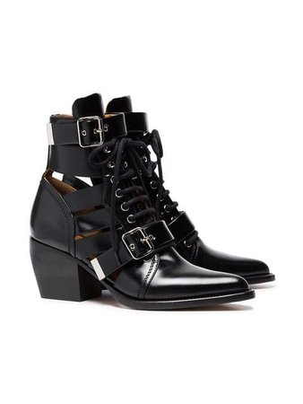 Chloé black Rylee 60 leather buckle ankle boots
