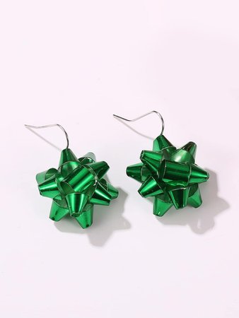 Christmas bow green earrings