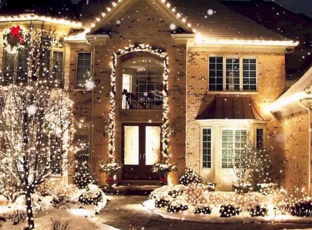 outside christmas decorated house - Google Search