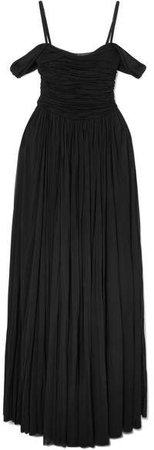 Ruched Mesh Gown - Black