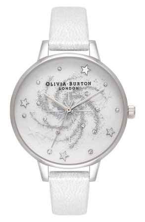 Olivia Burton Celestial Leather Strap Watch, 34mm | Nordstrom