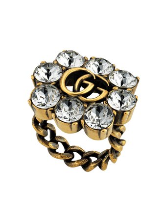 Shop Gucci crystal-embellished Double G ring with Express Delivery - FARFETCH