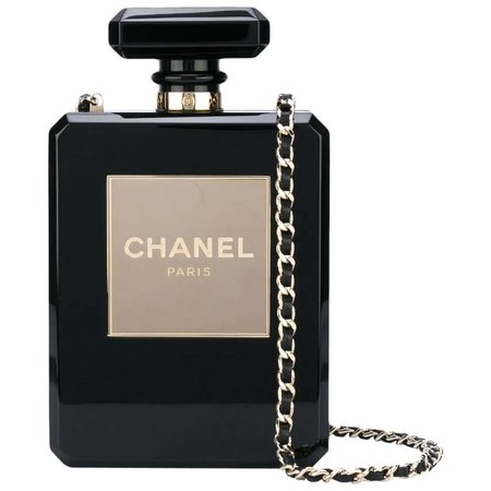 Chanel Minaudière Clutch Perfume Bottle Limited Edition Black Plexiglass Bag For Sale at 1stDibs