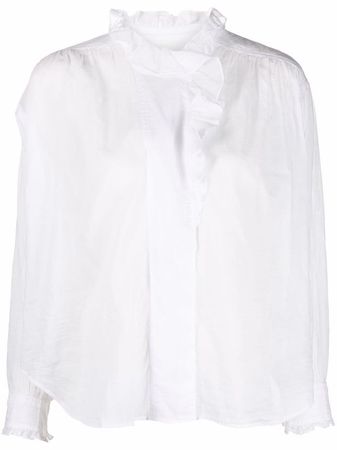 Shop Isabel Marant Étoile ruffled high-neck blouse with Express Delivery - FARFETCH