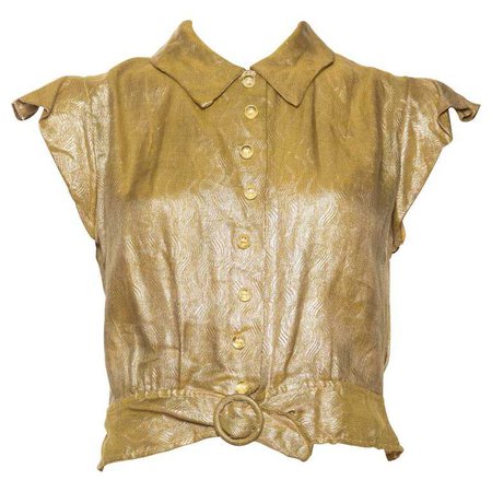 Jeanne Lanvin Gold Lamé Blouse, 1930s For Sale at 1stdibs