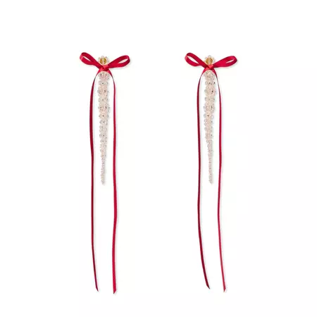 Simone Rocha - Bow Ribbon Drip Earrings - (Nude/Red) – DSMNY E-SHOP