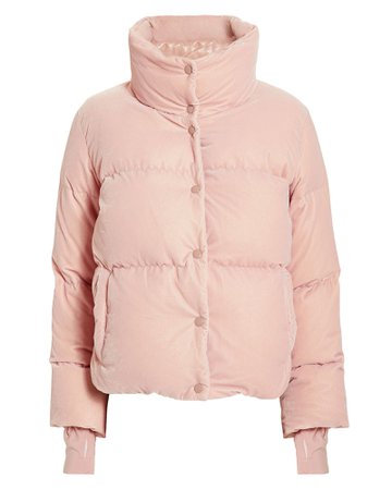 Sophia Pink Velvet Puffer Jacket