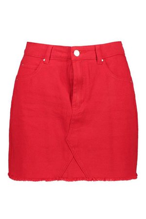 Red Denim Mini Skirt | Boohoo