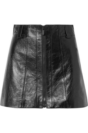 Miu Miu | Crinkled glossed-leather mini skirt | NET-A-PORTER.COM