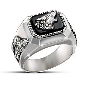 Mens Wolf Art Ring: The Call Of The Wild