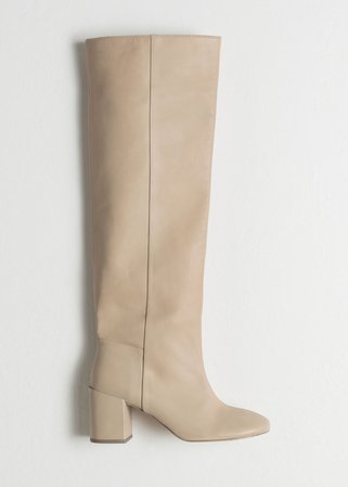 Knee High Leather Boots - Beige - Knee high boots - & Other Stories