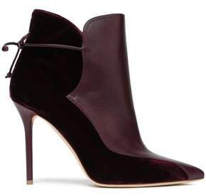 Leather And Velvet Ankle Boots
