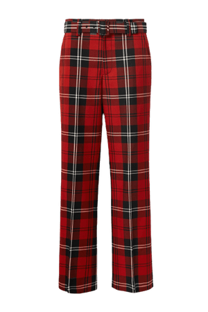 RUNWAY MARC JACOBS Belted tartan wool-twill straight-leg pants