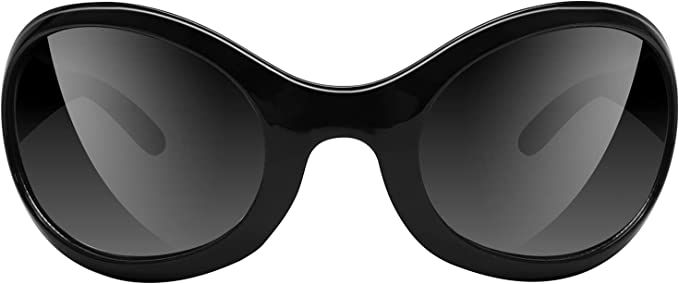 Amazon.com: GUVIVI Oversized Fashion Sunglasses for Women Men Wrap Around Classic 90's Oval Black Sun Glasses Ladies Shades : Clothing, Shoes & Jewelry