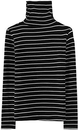 LRT Womens Slim Fit Striped Shirts Turtle Neck Blouses, Black, One Size at Amazon Women’s Clothing store