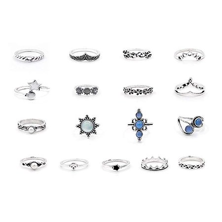 Amazon.com: Gudukt Statement Knucle Ring Set Vintage Opal Crystal Leaves Crown Yoga Wave Joint Knuckle Rings: Jewelry