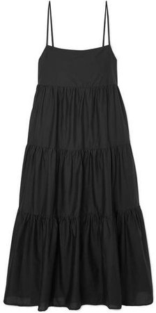 Matteau - Tiered Cotton-voile Midi Dress - Black