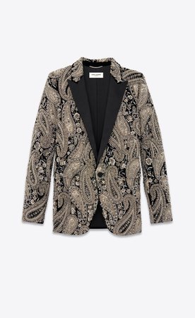 Saint Laurent ‎Velvet Jacket Embroidered With Paisley Crystals ‎ | YSL.com