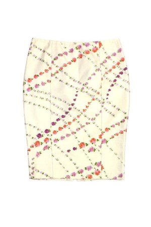 cream floral print pencil skirt