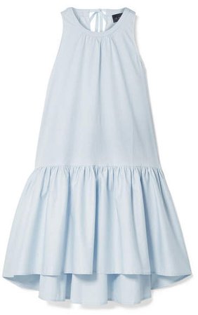 The Paloma Tiered Cotton-blend Poplin Dress - Sky blue