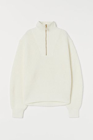 Knitted jumper with a collar - Cream - Ladies | H&M GB