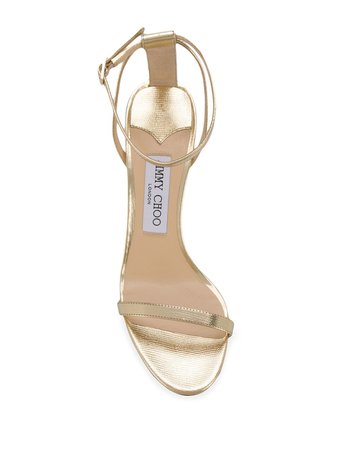 Gold Jimmy Choo Minny 85Mm Sandals | Farfetch.com