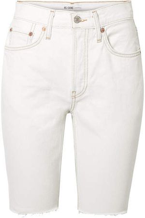 80s Frayed Denim Shorts - White