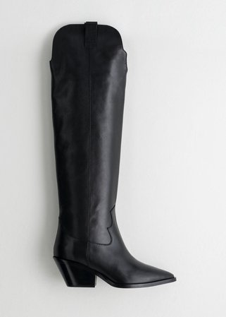 Knee High Cowboy Boots - Black - Knee high boots - & Other Stories