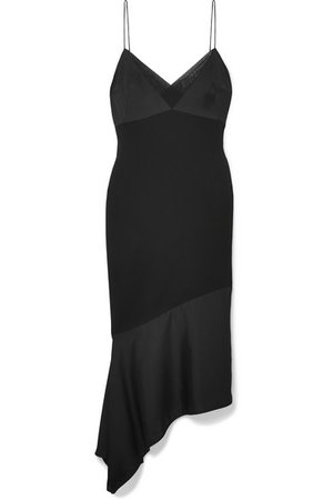 Victoria Beckham | Asymmetric crepe and satin midi dress | NET-A-PORTER.COM