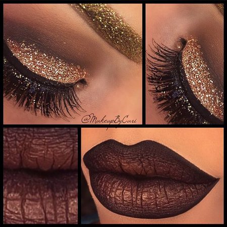 Pinterest - @queenricann | makeup | pictorial | burgundy | liner | glitter | gold | eye makeup | brown | glam | cut crease | Makeup