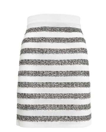 Silver Striped Lurex Mini Skirt